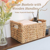 Аксесоари за баня Органайзер Кошници за съхранение Воден зюмбюл Козметичен грим Плетени дървени дръжки Ръчно плетен кухненски органайзер