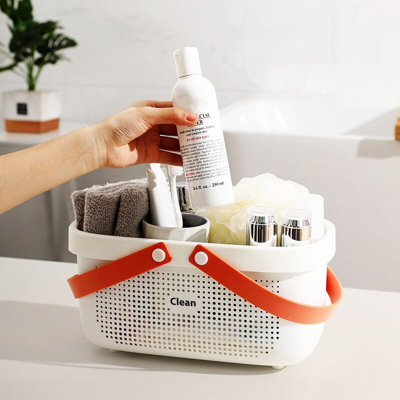 Coș pentru articole diverse pentru baie Coș portabil din plastic pentru rufe Coș de sortare cârpe murdare Depozitare gel de duș Organizator de bucătărie pentru sufragerie