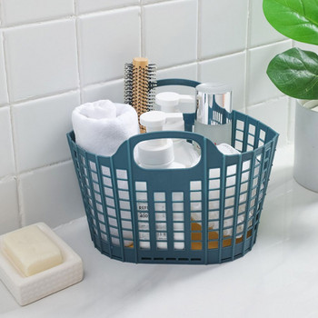 Сгъваема кошница за пазаруване Преносима кошница за душ за баня с дръжка Органайзер за душ Издръжлив кух дизайн Консумативи за съхранение