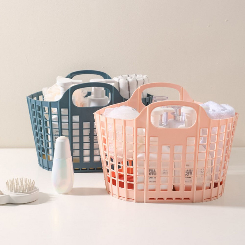Skladací nákupný košík, prenosný kúpeľňový sprchový košík s rukoväťou, organizér do sprchy, odolný dutý dizajn, úložné potreby