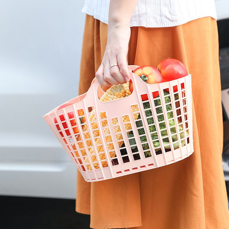 Skladací nákupný košík, prenosný kúpeľňový sprchový košík s rukoväťou, organizér do sprchy, odolný dutý dizajn, úložné potreby