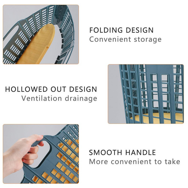 Skladací nákupný košík, prenosný kúpeľňový sprchový košík s rukoväťou, organizér do sprchy, odolný dutý dizajn, úložné potreby