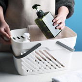 Plastový kôš do kúpeľa Prenosný úložný kôš do sprchy s rukoväťou Organizér na make-up Stolný úložný box Puzdro Kúpeľňové doplnky