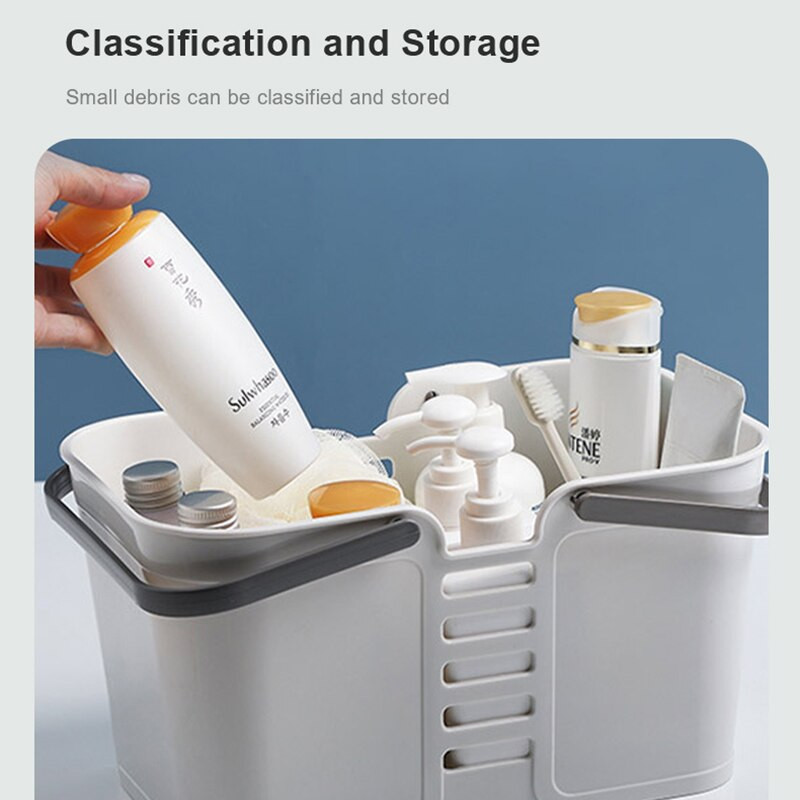 Nový prenosný úložný box do kúpeľne, plastový organizér do kúpeľne a úložný box, štvorcový kúpeľňový kôš, úložný box na rôzne veci