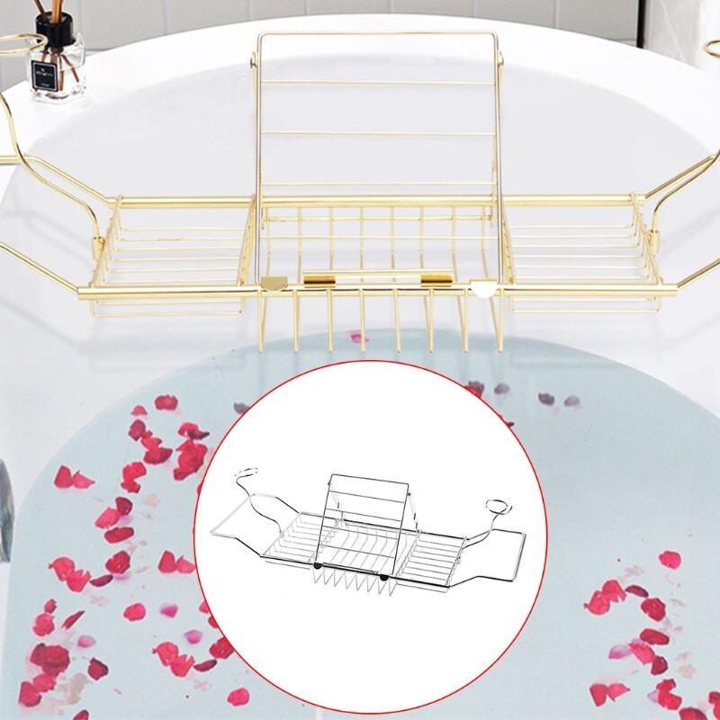 Suport de cadă telescopic din metal, antiderapant, retractabil, suport pentru cărți pentru pahar de vin, suport pentru tavă de baie, organizator de duș