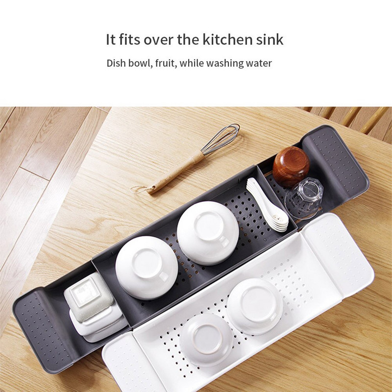 Stalak za odlaganje kade na uvlačenje Posuda za kadu Polica za kadu Višenamjenski kupaonski alati Polica za odlaganje ručnika Držač odvoda za kuhinjski sudoper