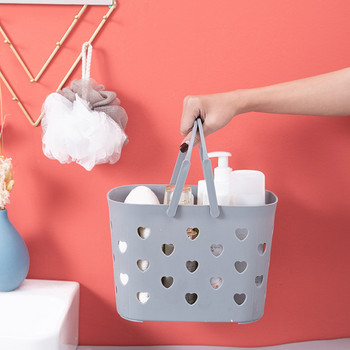 Φορητό ντους Caddy Tote σε σχήμα καρδιάς κοίλο πλαστικό καλάθι αποθήκευσης με θήκη οργάνωσης λαβής για ντουλάπι κουζίνας μπάνιου