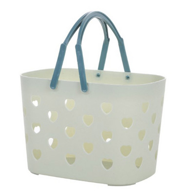 Prenosný sprchový kôš Caddy Tote v tvare srdca s dutým plastovým úložným košom s rukoväťou, organizérom do kúpeľne, špajze, kuchyne