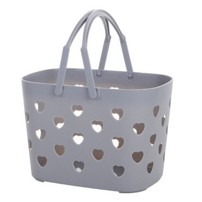 Prenosný sprchový kôš Caddy Tote v tvare srdca s dutým plastovým úložným košom s rukoväťou, organizérom do kúpeľne, špajze, kuchyne