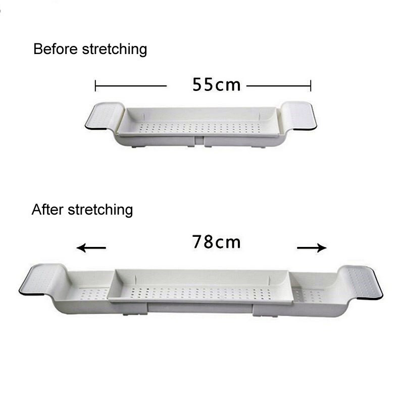 Suport de depozitare retractabil pentru cadă de baie, tavă din plastic, raft, suport de scurgere pentru chiuvetă de bucătărie, suport multifuncțional anti-alunecare.