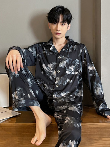 Νέο μοντέλο ανδρική σατέν πιτζάμες 