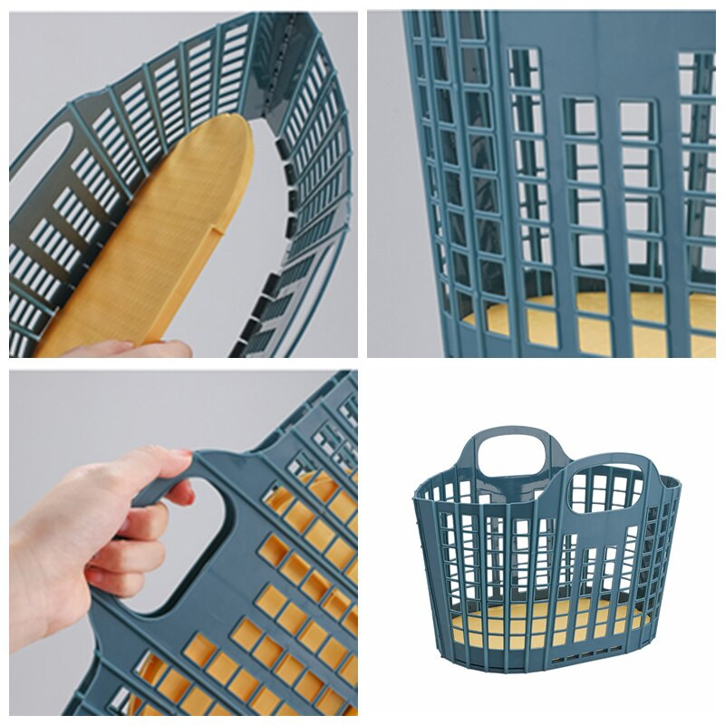 Skladací nákupný košík, prenosný kúpeľňový sprchový košík s rukoväťou, organizér do sprchy, odolný dutý dizajn, úložné potreby