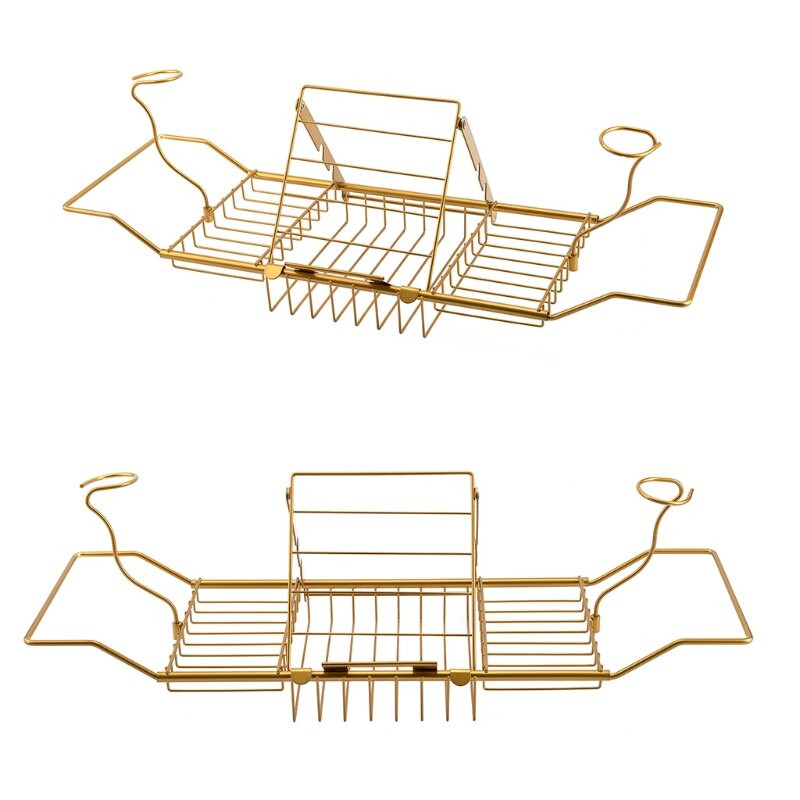 Kovový teleskopický stojan na vaňu, výsuvný držiak na poháre na víno, držiak na knihy, organizér na tácky Au04 21, dropshipping