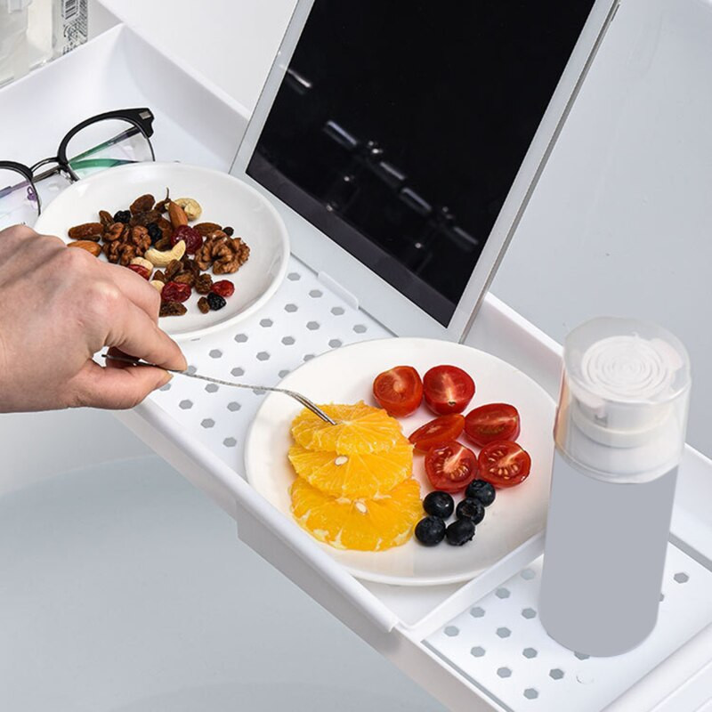 Echome Bath Tray Shelf Multifunkčný výsuvný stojan na vaňu Kúpeľňové náradie Úložný priestor na uteráky Držiak na odtok kuchynského drezu
