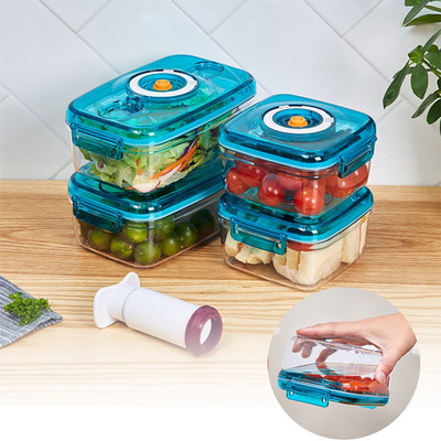 Кутия за обяд Кухненски органайзери Вакуумни контейнери за съхранение на храна с помпа 700/1100ML Квадратни пластмасови уплътнители Аксесоари за консервиране