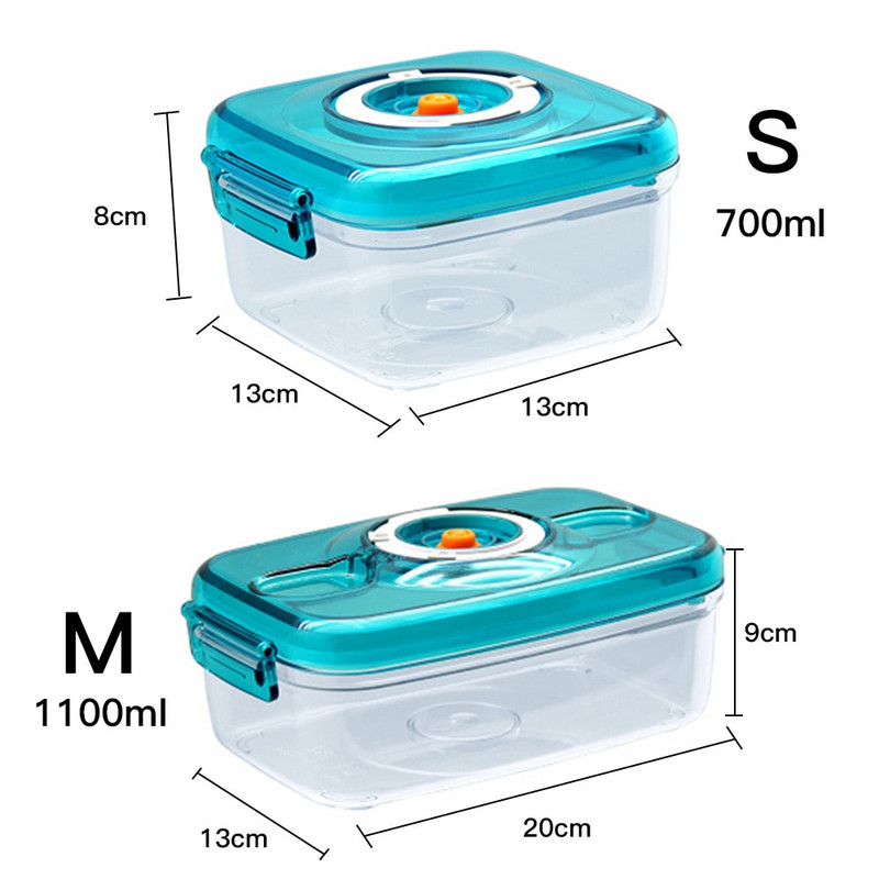 Lõunakarbi köögi korraldajad Toidu vaakum-säilitusmahutid pumbaga 700/1100 ml Ruudukujuline plastikust tihendi säilitustarvikud