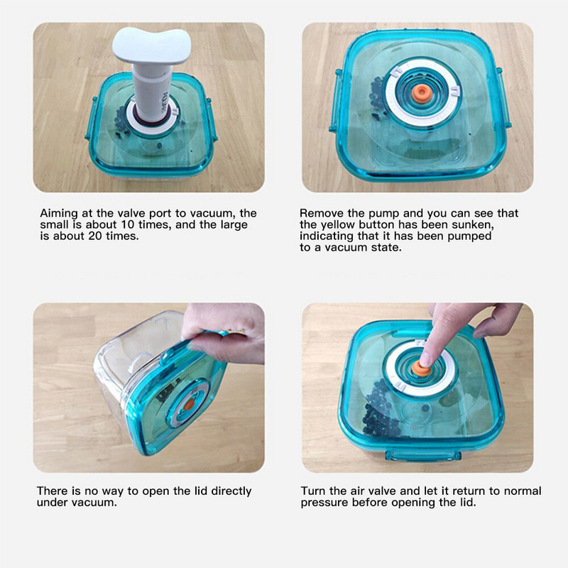 Lõunakarbi köögi korraldajad Toidu vaakum-säilitusmahutid pumbaga 700/1100 ml Ruudukujuline plastikust tihendi säilitustarvikud