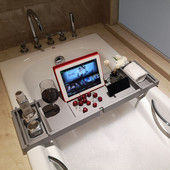 Tavă pentru cada de baie din bambus Accesorii pentru raft pentru baie Tavă de baie extensibilă Suport reglabil pentru vin Tabletă Organizator de cărți Tavă de servire