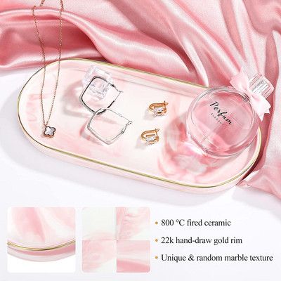 Tavă de toaletă pentru baie, Bijuterii decorative Organizator de parfum Tavă din ceramică din aur, Dulap pentru dormitor Chiuvetă de bucătărie Suport pentru vase de blat