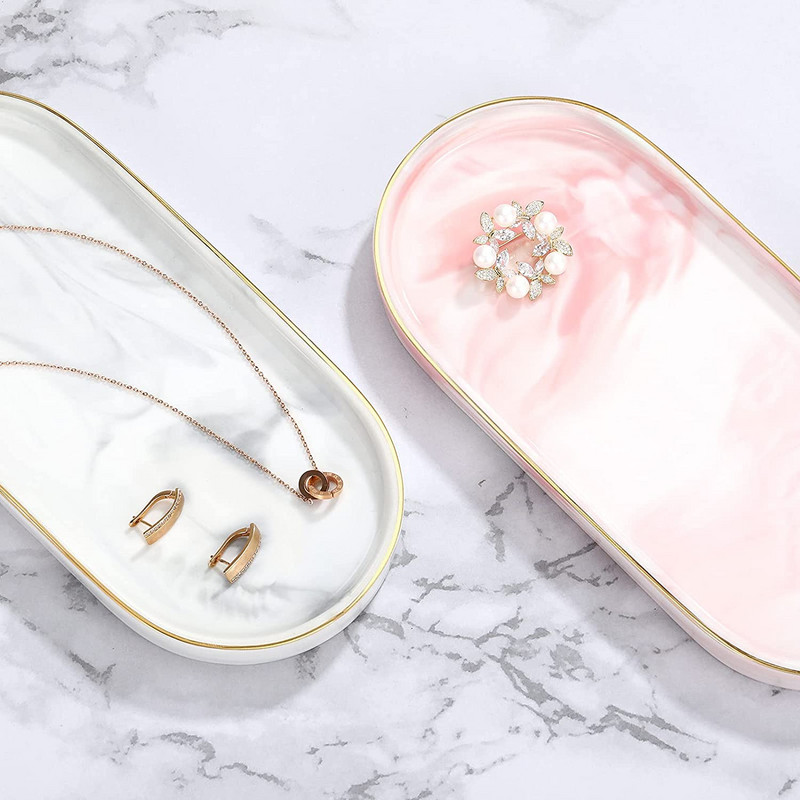 Tavă de toaletă pentru baie, Bijuterii decorative Organizator de parfum Tavă din ceramică din aur, Dulap pentru dormitor Chiuvetă de bucătărie Suport pentru vase de blat