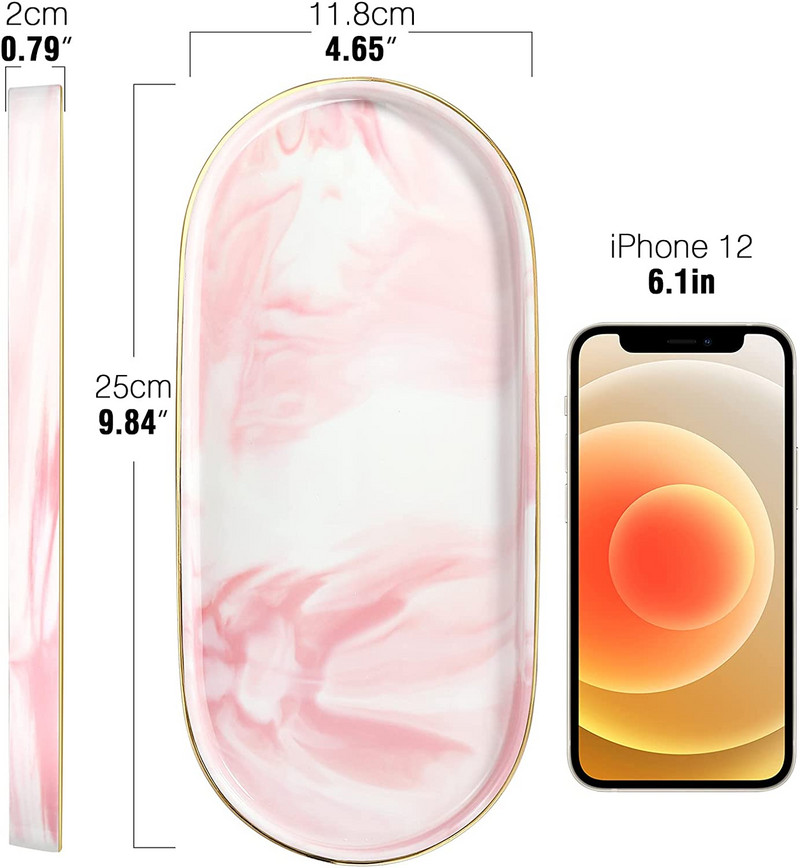 Tavă de toaletă pentru baie, Bijuterii decorative Organizator de parfum Tavă din ceramică din aur, Dulap pentru dormitor Chiuvetă de bucătărie Suport pentru vase de blat