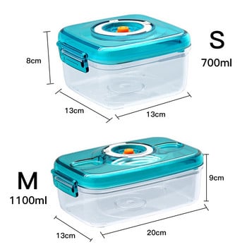 Вакуумен контейнер за храна с помпа 700/1100 мл пластмасова кутия за съхранение на обяд Кухненски аксесоари за консервиране Органайзер за свежест
