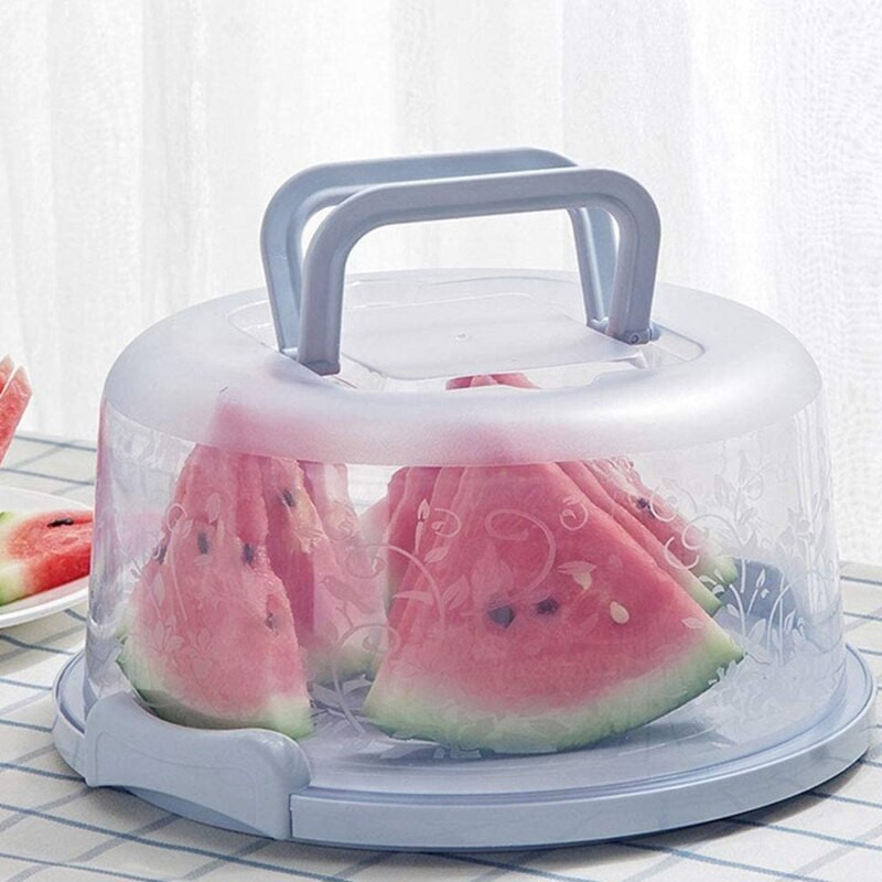 Калъф за кутия за съхранение на торта Пластмасов кръгъл контейнер Десерт Cupcake Carrier Сървър Тава Кухненски инструмент 8 инча цветен прозрачен