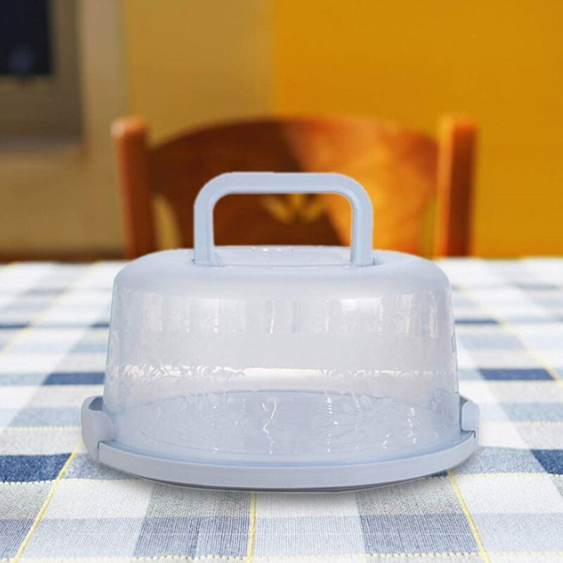 Калъф за кутия за съхранение на торта Пластмасов кръгъл контейнер Десерт Cupcake Carrier Сървър Тава Кухненски инструмент 8 инча цветен прозрачен