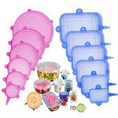 6 бр. Силиконова капачка за храна Универсални силиконови капаци за купа за съдове за готвене Разтегателни капаци за многократна употреба Кухненски аксесоари Капаци за консерви