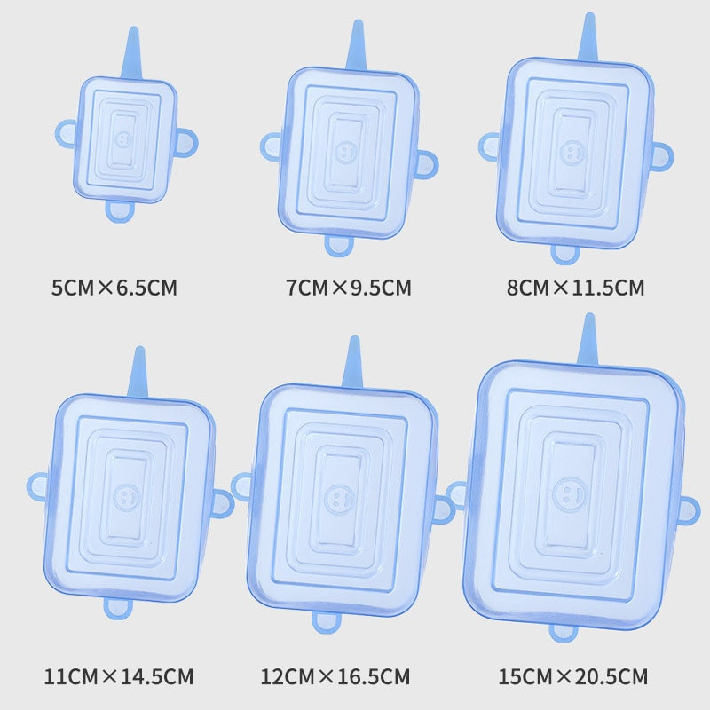 6 бр. Силиконова капачка за храна Универсални силиконови капаци за купа за съдове за готвене Разтегателни капаци за многократна употреба Кухненски аксесоари Капаци за консерви