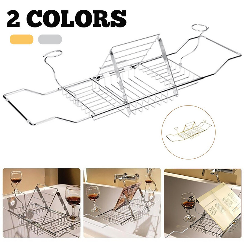 Nerūdijančio plieno vyno knygų laikiklis Sandėliavimo lentyna Ištraukiama vonios lentyna Vonios padėklas Dušo kabina sulankstomas vonios stovo rankšluostis