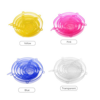 LMETJMA 6/12 БР. Силиконови разтегателни капаци за многократна употреба Кухненски свежи капаци Компресионни универсални силиконови разтегателни капаци KC0338