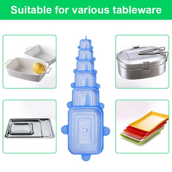 6/12 бр. Многократно използваеми силиконови покривала за храна, разтегливи капаци Универсална опаковка за запазване на свежата храна Силиконови капачки Разтегателен магически капак