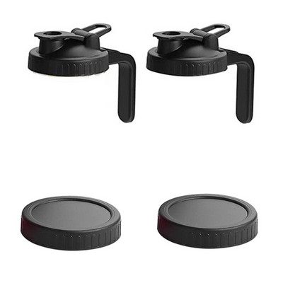 Széles szájú befőttesüveg fedelek, 2 db felnyitható kupakos fedél fogantyúval és 2 db szivárgásmentes tömítésű fedél élelmiszerek tárolására