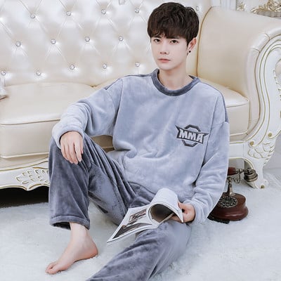 Pijama de puf pentru bărbați model nou cu broderie - două părți