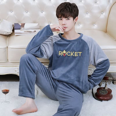 Pijama de puf pentru bărbați model nou cu broderie - două părți