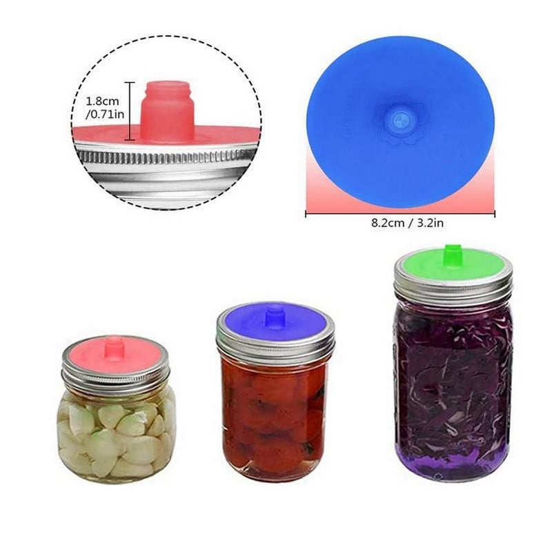 5 бр. Силиконови безводни ферментиращи капаци за въздушни шлюзове, капаци Лента от неръждаема стомана за буркан с широко гърло, запечатан капак Кухненски консумативи