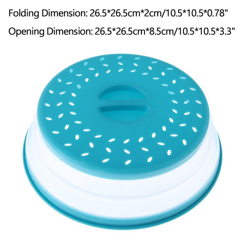 1PC Силиконов сгъваем капак за микровълнова фурна Съхранение на храна Капак за запазване на свежестта Плодове Зеленчуци Гевгир Цедка Капак Кошница за оттичане