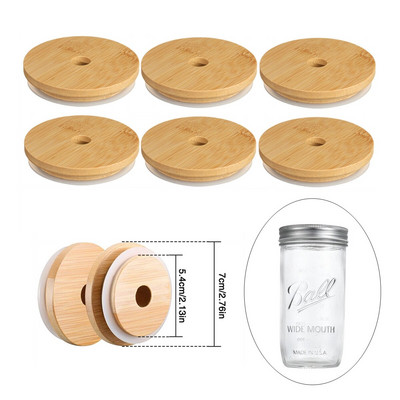 8 ks bambusových viečok 62/68/70/86 mm na zaváracie poháre, drevené viečka na zaváracie poháre, opakovane použiteľné bambusové uzávery s otvorom na poháre na Coca-Colu