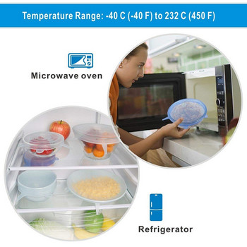 6 бр./компл. Силиконови капаци Издръжливи многократно използвани капаци за пестене на храна Устойчиви на топлина Подходящи за всички размери и форми на контейнери