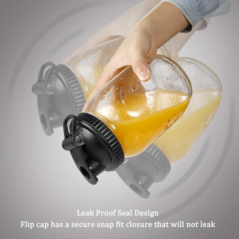 „Mason“ stiklainių dangteliai – 4 pakuočių konservavimo dangteliai, užverčiami dangteliai su sandariu sandarinimo dangteliu ir lengvu išpylimo snapeliu, skirtu plačios burnos „Mason J“