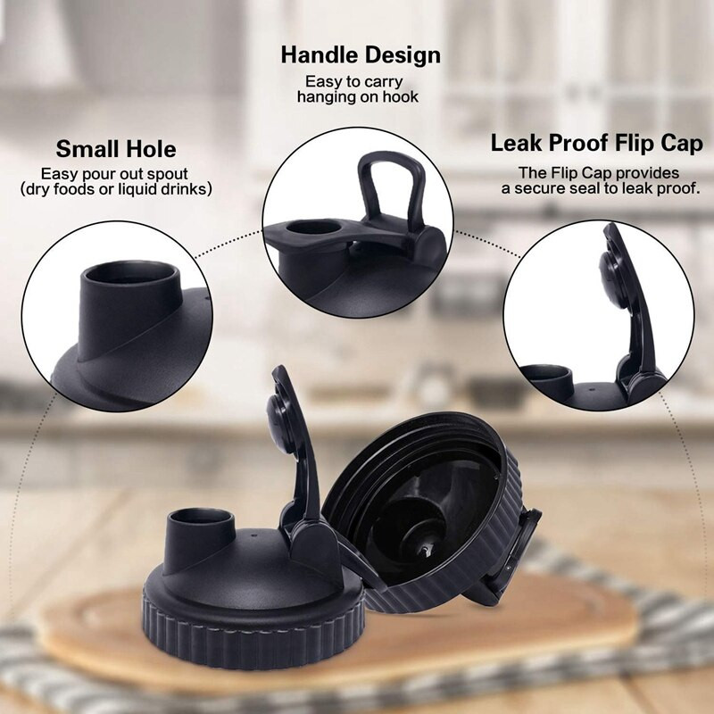 „Mason“ stiklainių dangteliai – 4 pakuočių konservavimo dangteliai, užverčiami dangteliai su sandariu sandarinimo dangteliu ir lengvu išpylimo snapeliu, skirtu plačios burnos „Mason J“