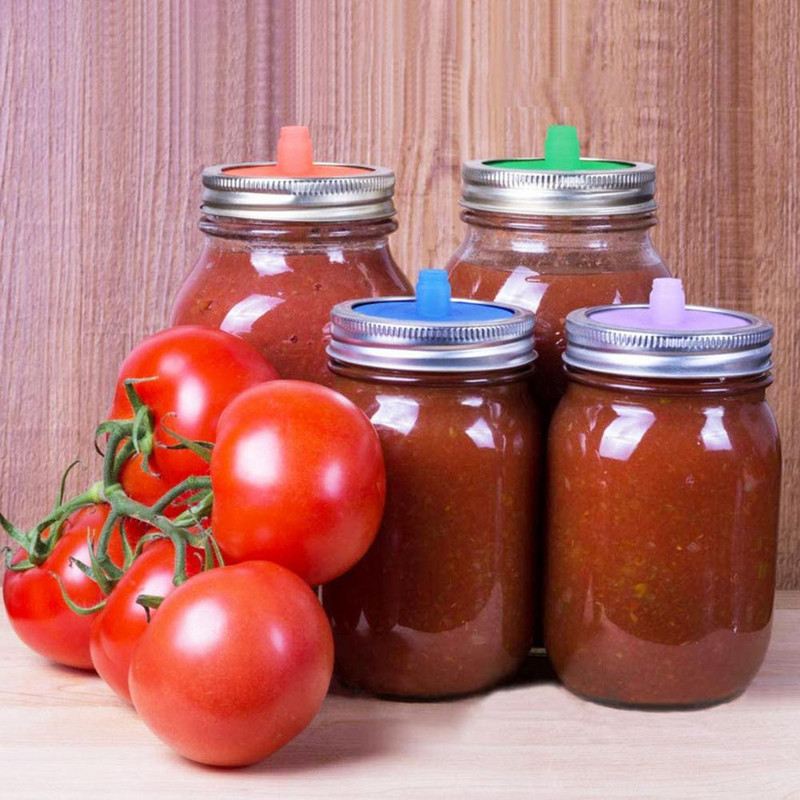 Szilikon 5 db Tartós szilikon fermentációs légzsilip fedelek Biztonságos zárófedél Többcélú széles szájú befőttesüveghez