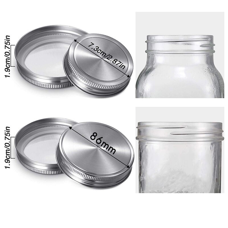 12 bucăți, lăți și obișnuite, din oțel inoxidabil, capace pentru borcane pentru conserve Capace plate colorate cu vârf cu șurub.