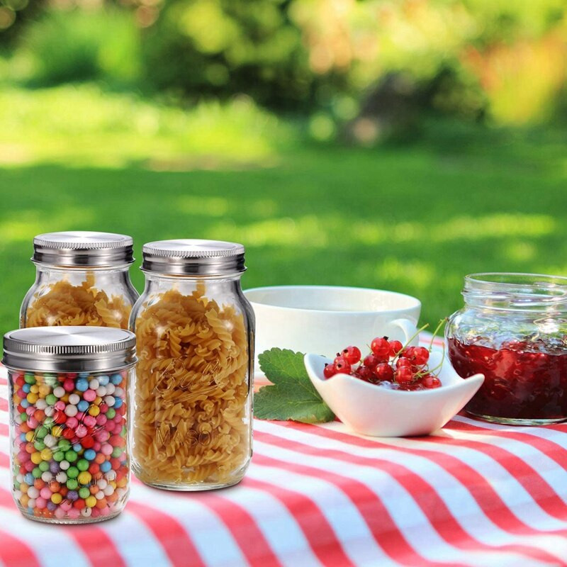 12 bucăți, lăți și obișnuite, din oțel inoxidabil, capace pentru borcane pentru conserve Capace plate colorate cu vârf cu șurub.