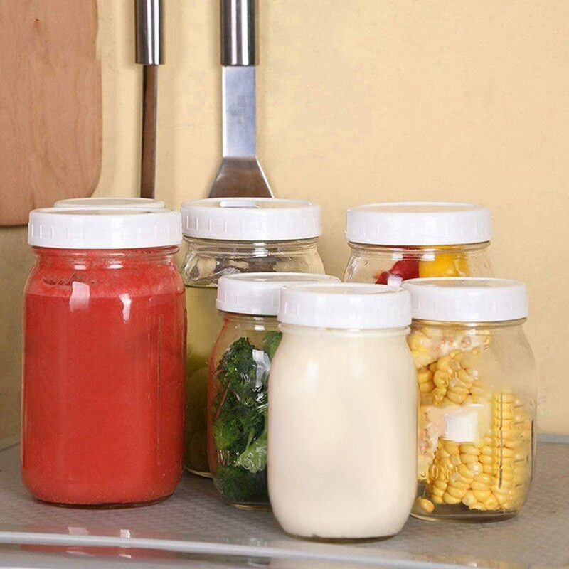 Capace pentru borcane pentru conserve cu gură largă, capace din plastic pentru borcane Mason cu inele de etanșare din silicon Se potrivesc pentru borcane Ball/Kerr, etanșe