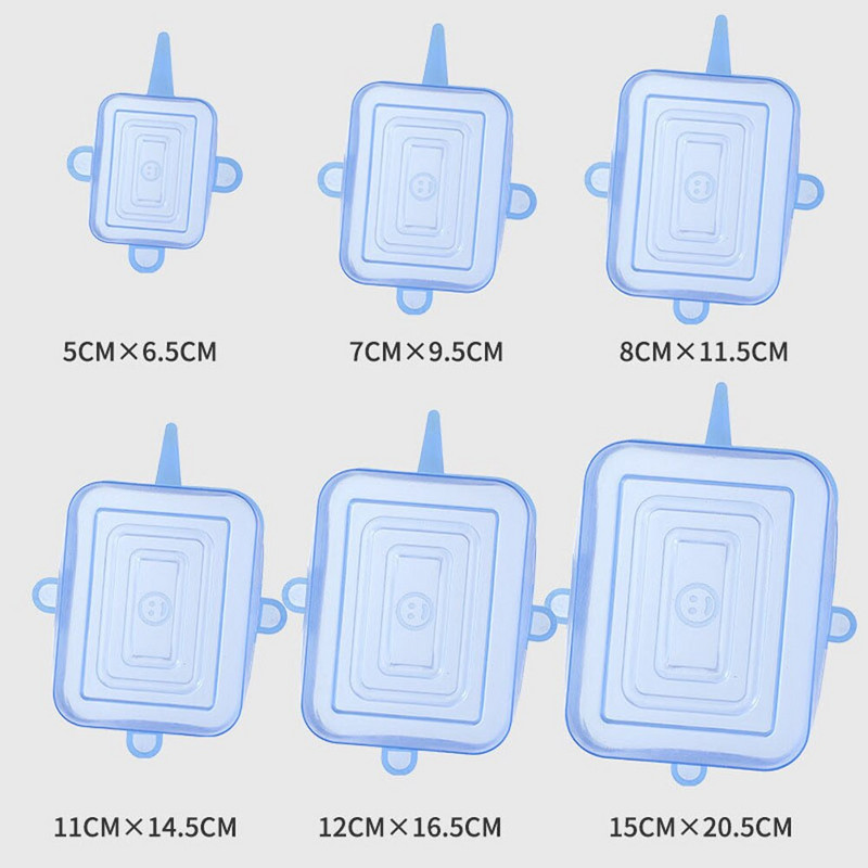 6 kom. Silikonske navlake, rastezljivi poklopci za kuhinju, mikrovalne navlake za hranu, poklopci za zdjele, elastična silikonska kapica, univerzalna prilagodljiva