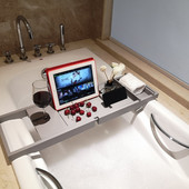 Poslužavnik za kadu Spa kada za kupanje od bambusa Caddy Organizator Poslužavnik za posluživanje Držač za vino Držač za vino Neklizajuće dno, produživo pladanj za kupanje Polica za kupaonicu