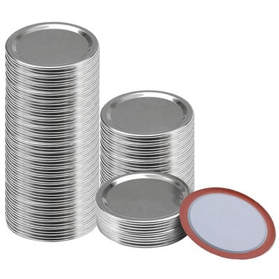 HOT-130Pcs Mason Jar konservēšanas vāki, atkārtoti lietojami noplūdes droši dalīta tipa blīvējuma vāki ar silikona blīvgredzeniem. (70 Mm)