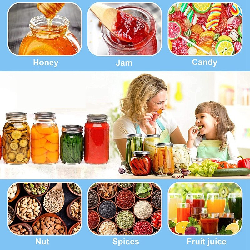 HOT-130 бр. капаци за консерви за буркани Mason, за многократна употреба, устойчиви на течове, разделящи се уплътнителни капаци със силиконови уплътнителни пръстени. (70 мм)